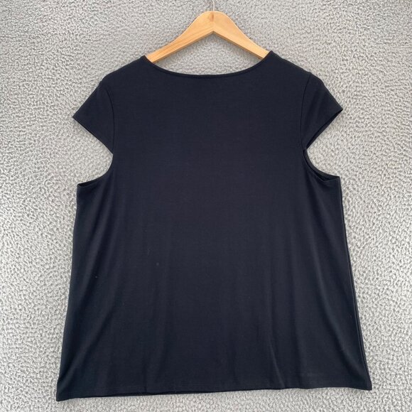 Chicos Top Womens 3 US Extra Large Black Refined Knit Stretch Cap Sleeve Casual - Picture 3 of 10